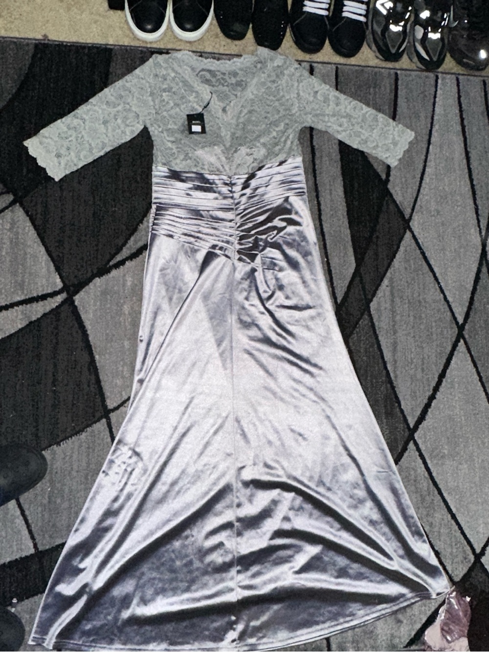 Miusol Silver Lace-Top Maxi Dress